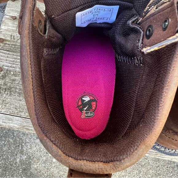 Justin Gypsy Steel Toe Lace Up Work Waterproof Boots 10B - Picture 6 of 7